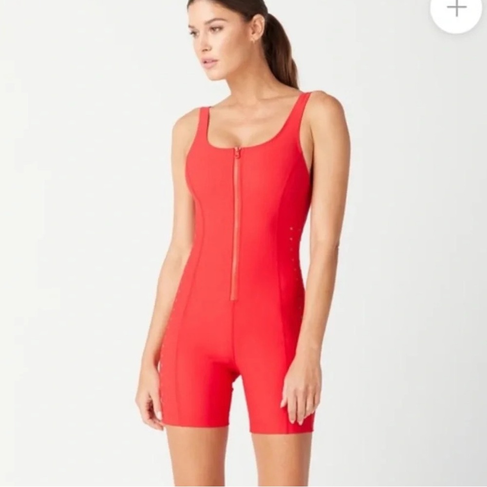 ✨NWT✨ GIGI C Maxine Red scuba workout Romper XS